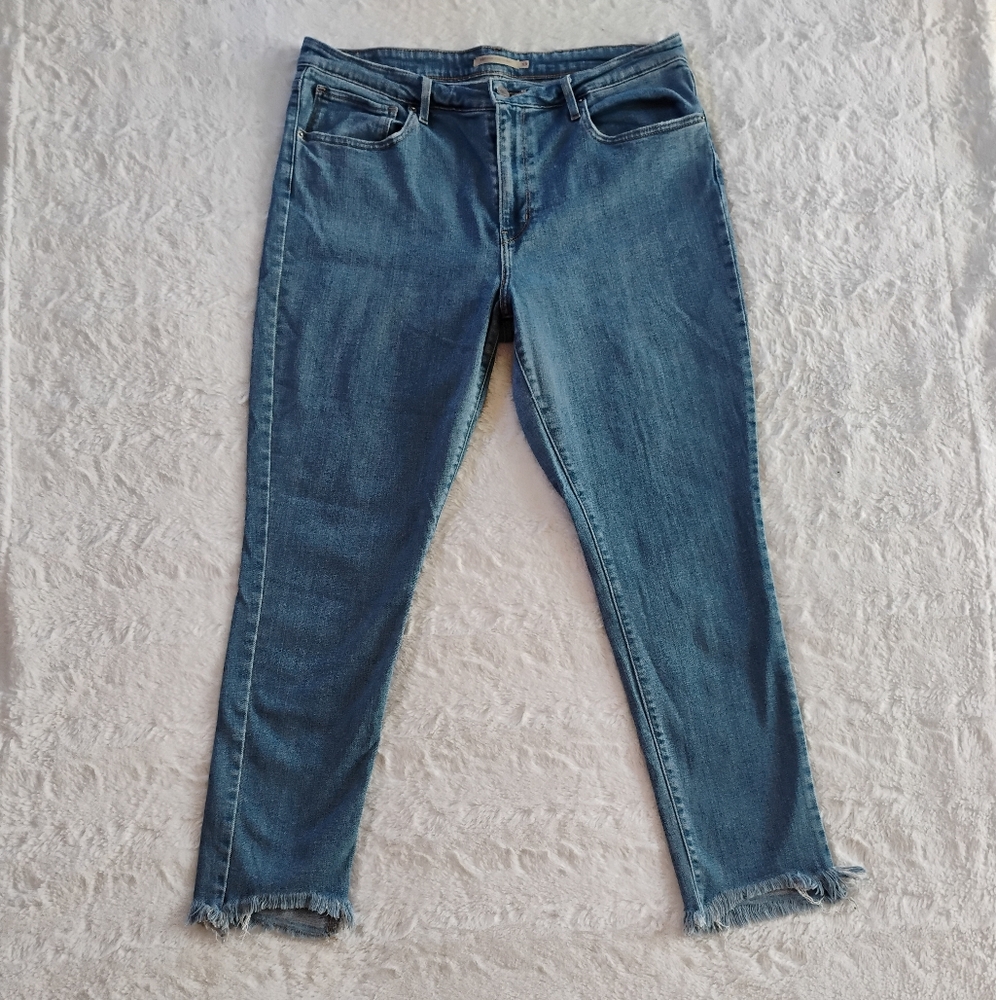 Levi's 721 High Rise Raw Hem Skinny Jeans